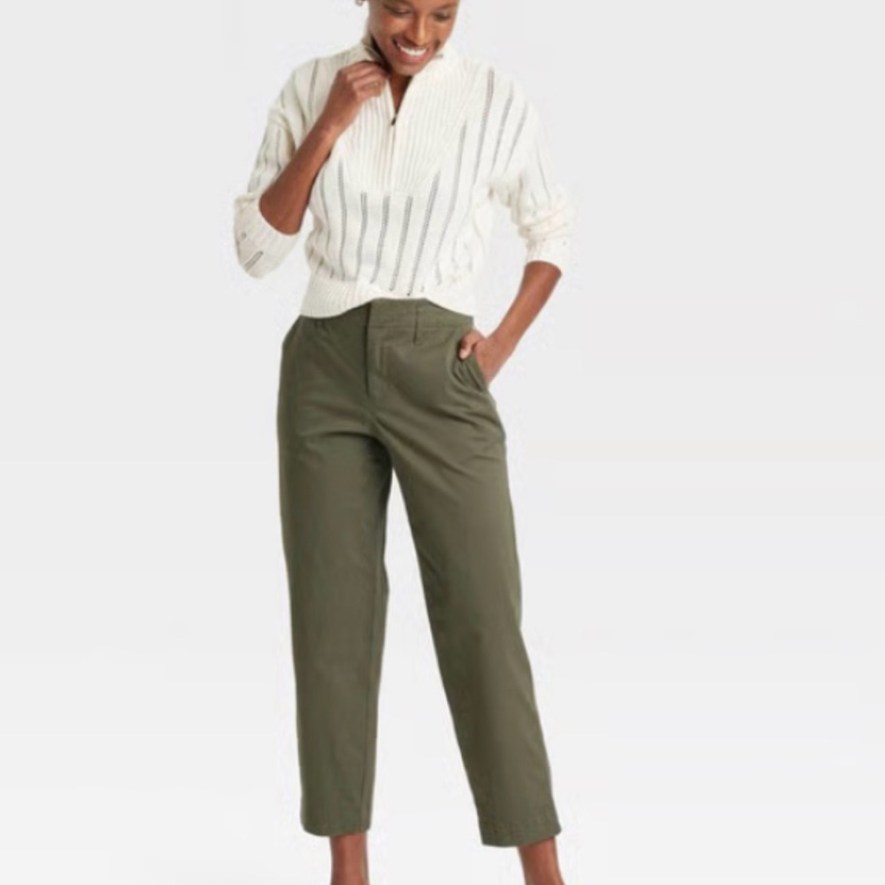 Women's High-Rise Tapered Ankle
Chino Pants - A New Day™ Olive - Picture 2 of 4